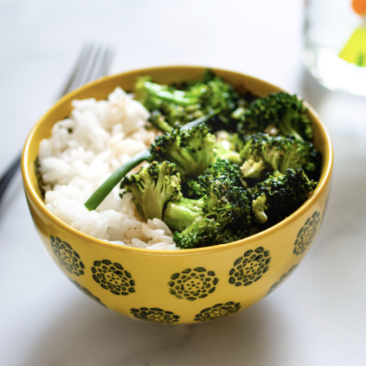 Sesame Ginger Stir Fried Broccoli with Cauliflower Rice